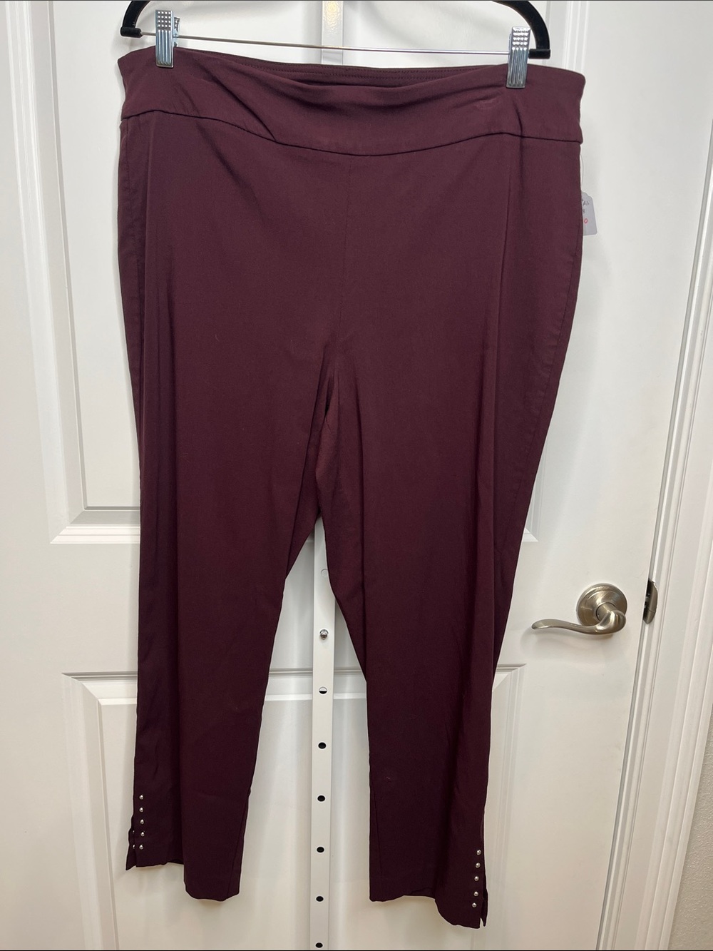 Roz & Ali Pull-On Studded Ankle Pants in Deep Wine Women’s 18